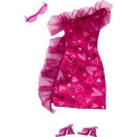 BarbieFashion Pack Ruffled Pink Heart Dress &Accessories