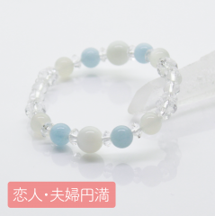 【恋人・夫婦円満】<br>相手と以心伝心にアクアマリン&ムーンストーン<br>10ｍｍ 8ｍｍ