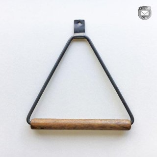 木とアイアンのタオルハンガー 三角-150mm  (OIR-049) 《メール便可》