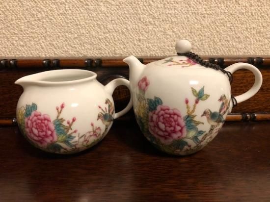 中国茶器(台湾茶器) 茶盤付きセット 花鳥柄 - featherfewhouse
