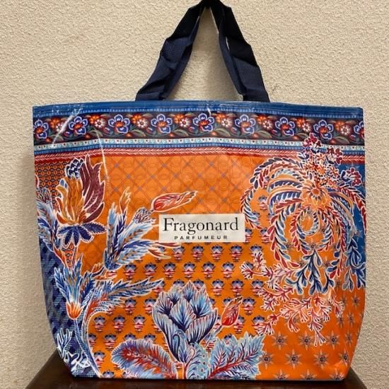 フランス Fragonard(フラゴナール) SAC CABAS JARDIN DE FRAGONARD５ オレンジ・ブルー系プロヴァンス柄 -  featherfewhouse フェザーフューハウス