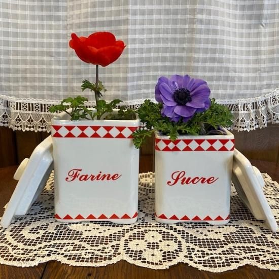 フランス キャニスター Farine(小麦粉)＆Sucre(砂糖)セット