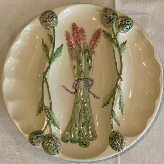 フランス バルボティーヌ アスパラガス プレート オフホワイト地ピンク