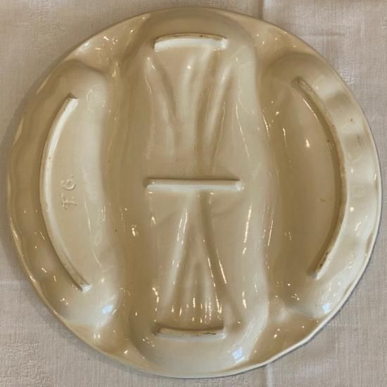 フランス バルボティーヌ アスパラガス プレート オフホワイト地ピンク