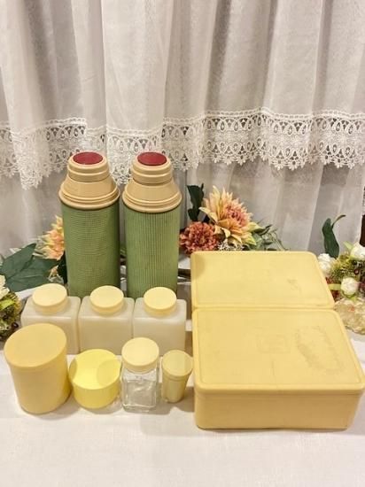 イギリス BREXTON グリーン系ピクニックバスケット イエロー薔薇柄