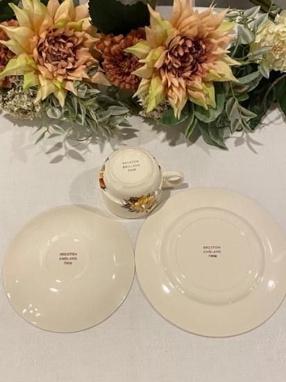 小物入れ BREXTON COLLECTION イギリス BREXTON グリーン系ピクニックバスケット イエロー薔薇