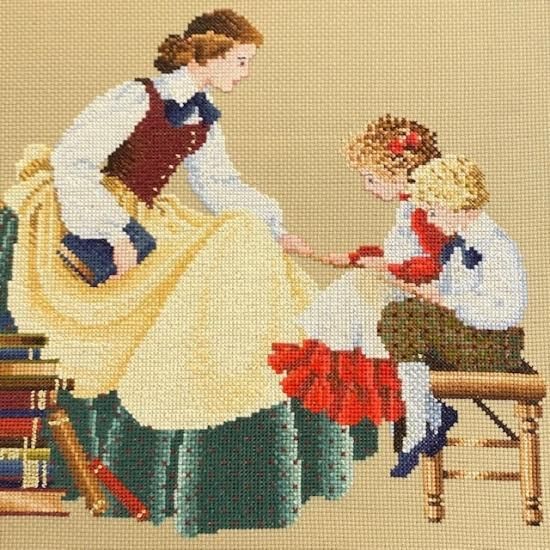 イギリス 刺繍額 おかあさんと子供達 - featherfewhouse イギリス 刺繍額 おかあさんと子供達 - featherfewhouse