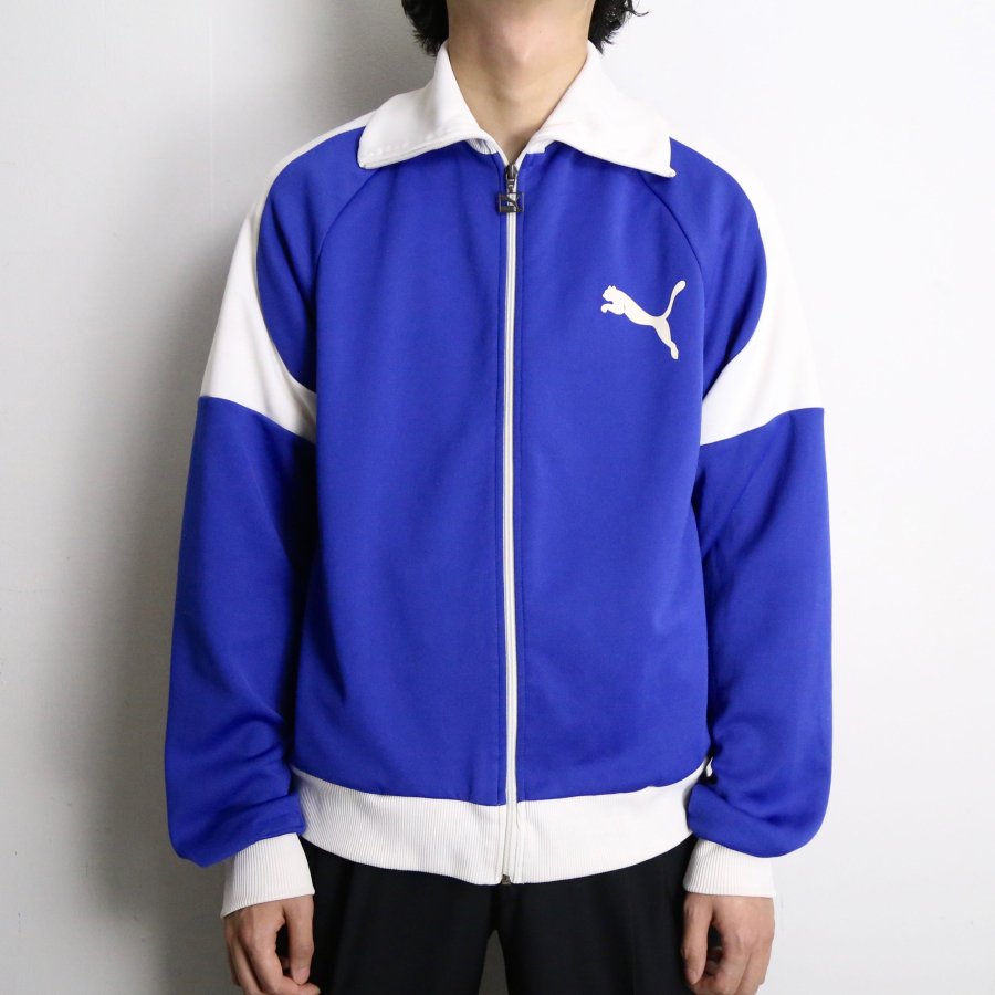 iot】old "PUMA" blue high neck track jacket - iot