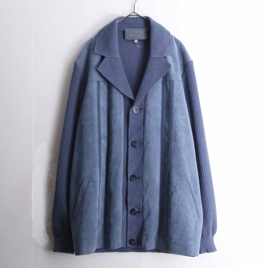 【iot】pale blue suede×knit switch design jacket