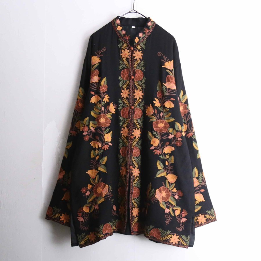 【iot】botanical embroidery wool china shirt