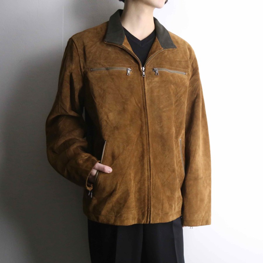 【iot】”BANANA REPUBLIC” real suede high neck zip-up jacket
