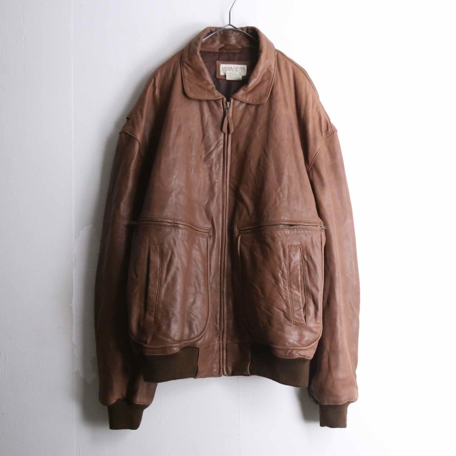 【iot】80's ”BANANA REPUBLIC” smooth leather blouson jacket