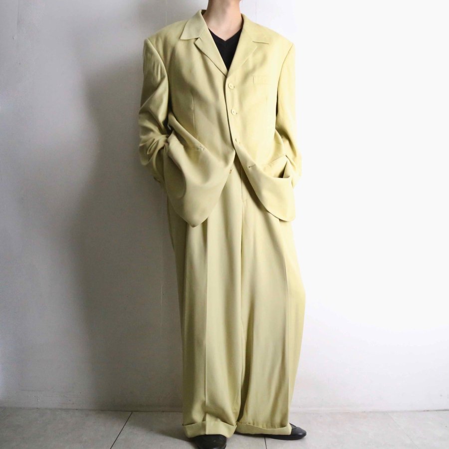 【iot】lime yellow 4button jacket & wide slacks zoot suit