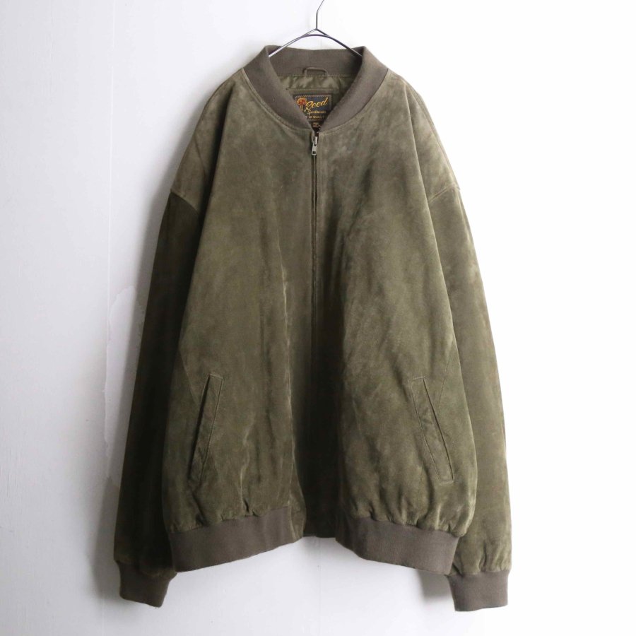 【iot】mos green suede leather blouson