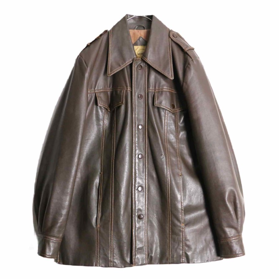 【RERE】 brown color single leather jacket