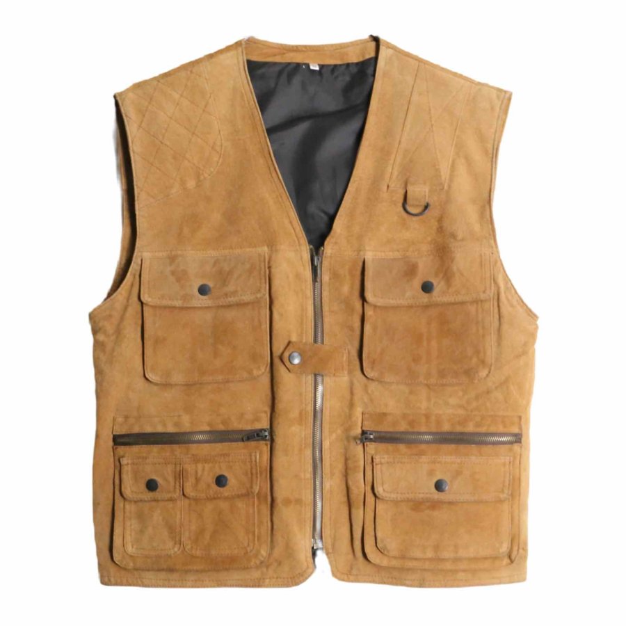 【RERE】 caramel color suede leather vest