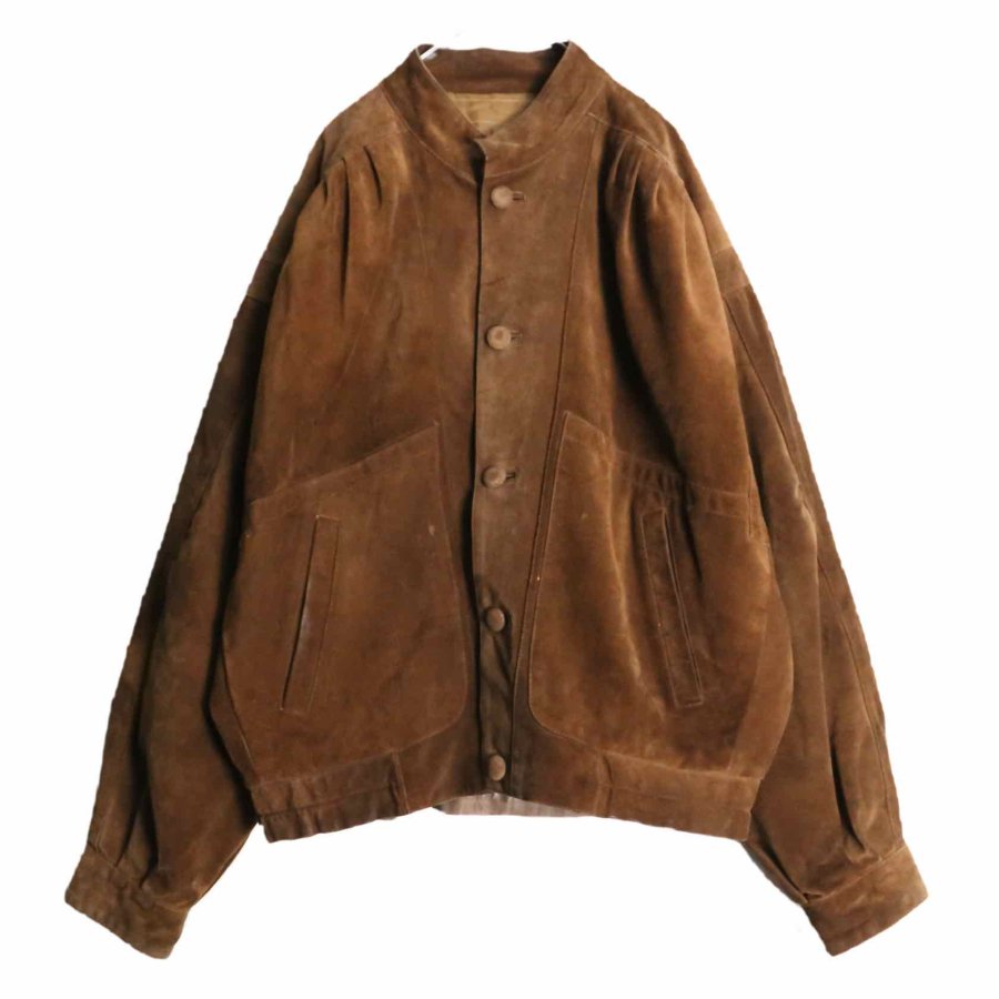 【RERE】 brown coloring stand collar suède jacket