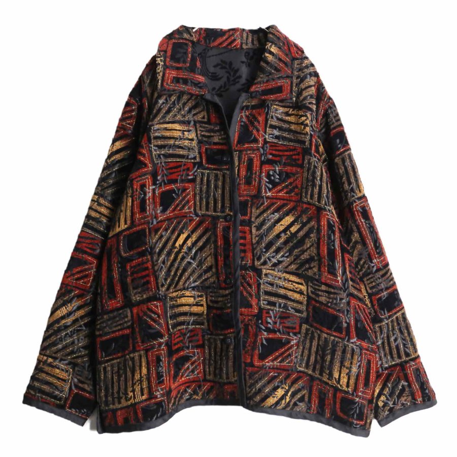 【RERE】 geometry×botanical pattern reversible gobelin jacket