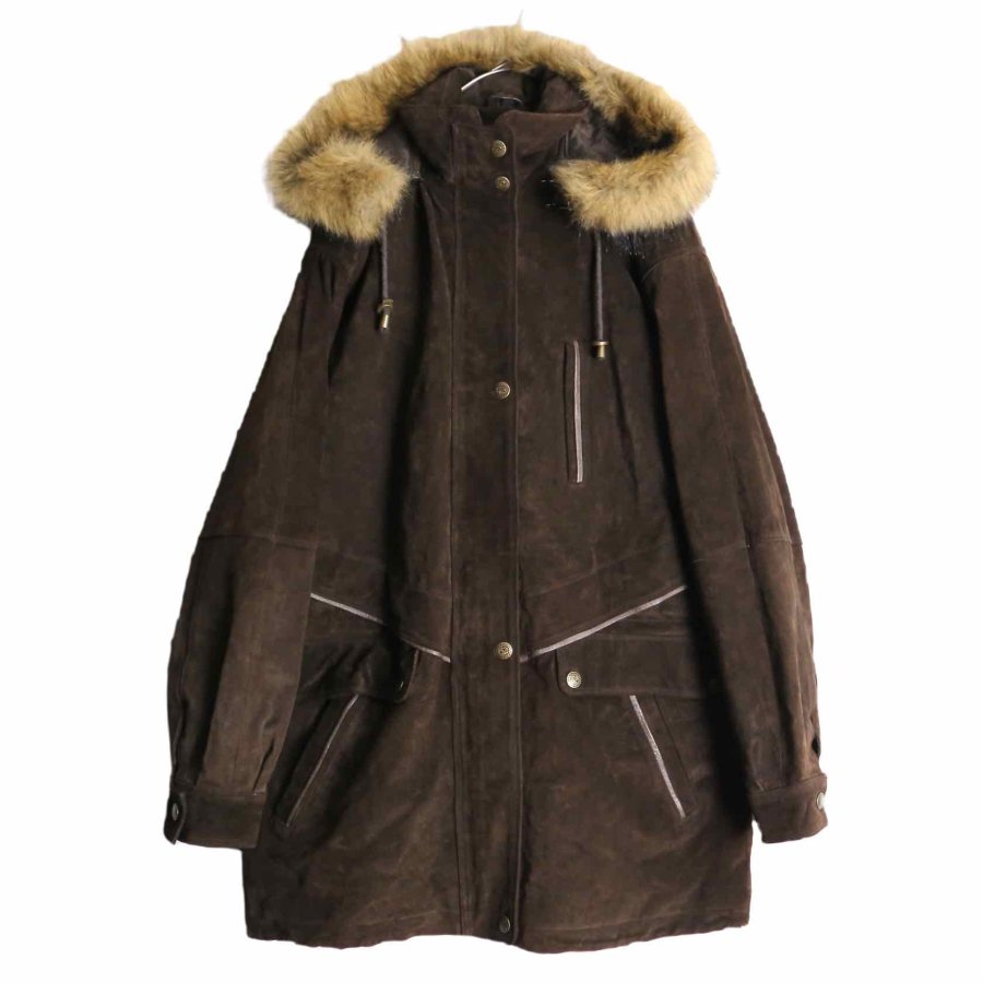 【RERE】 brown suede full zip hoodie jacket