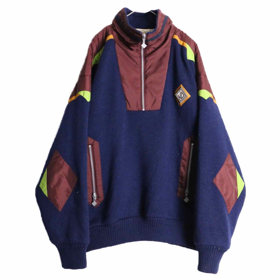 【RERE】 switch fabric design half zip pullover knit