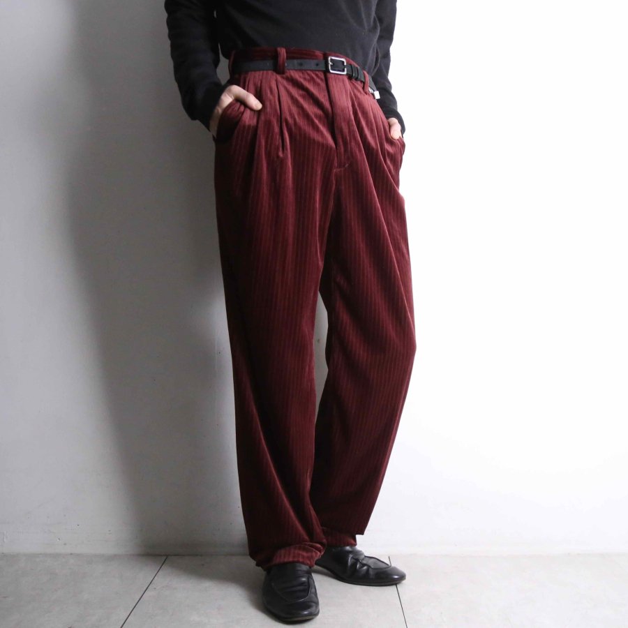 【iot】bordeaux stripe velour tapered pants