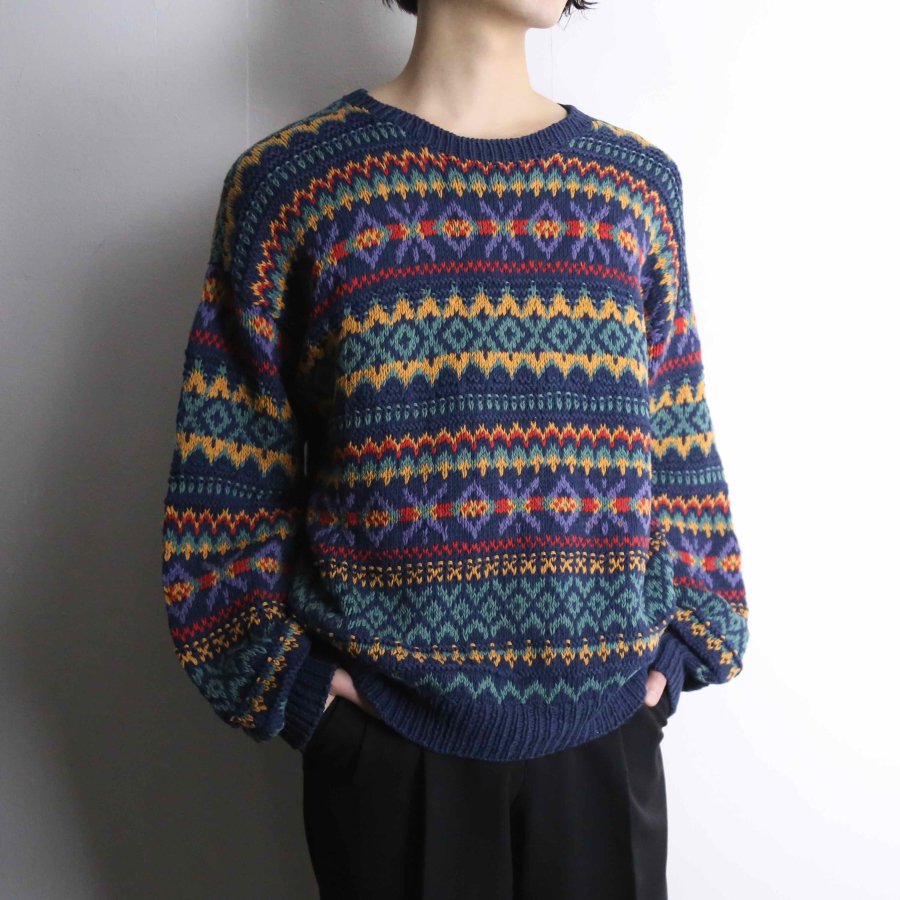 【iot】mulch color geometric pattern cotton knit