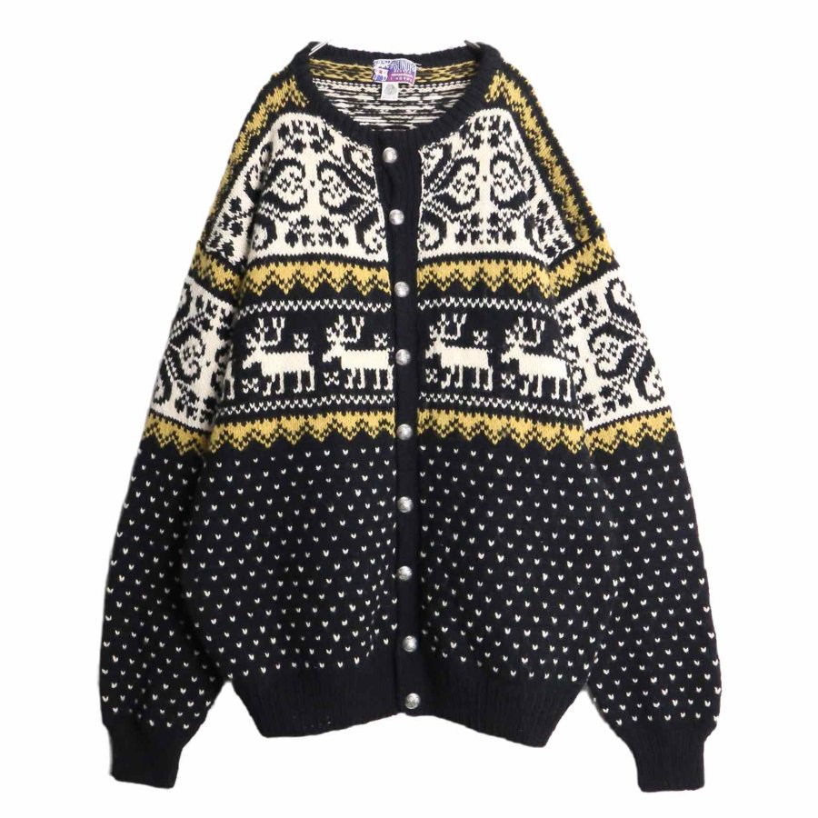 【RERE】 70's vintage nordic pattern hand knit cardigan
