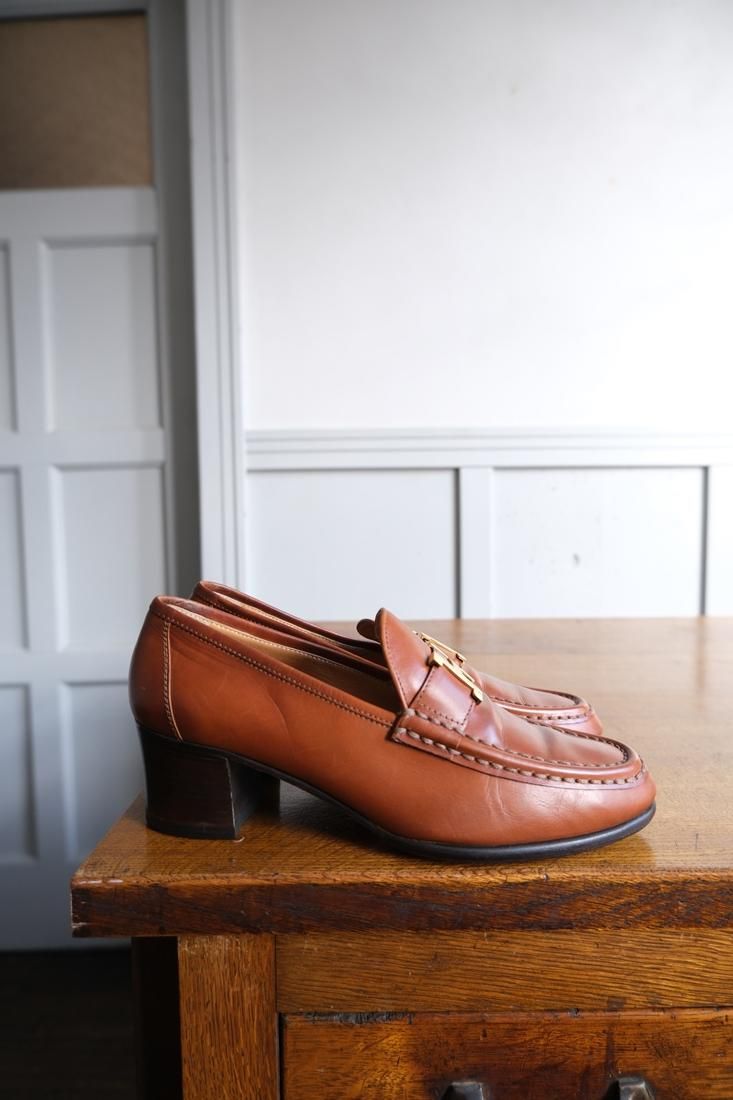 HERMES エルメス Hヒールローファー | ブラウン×ゴールド 37 - lamadri