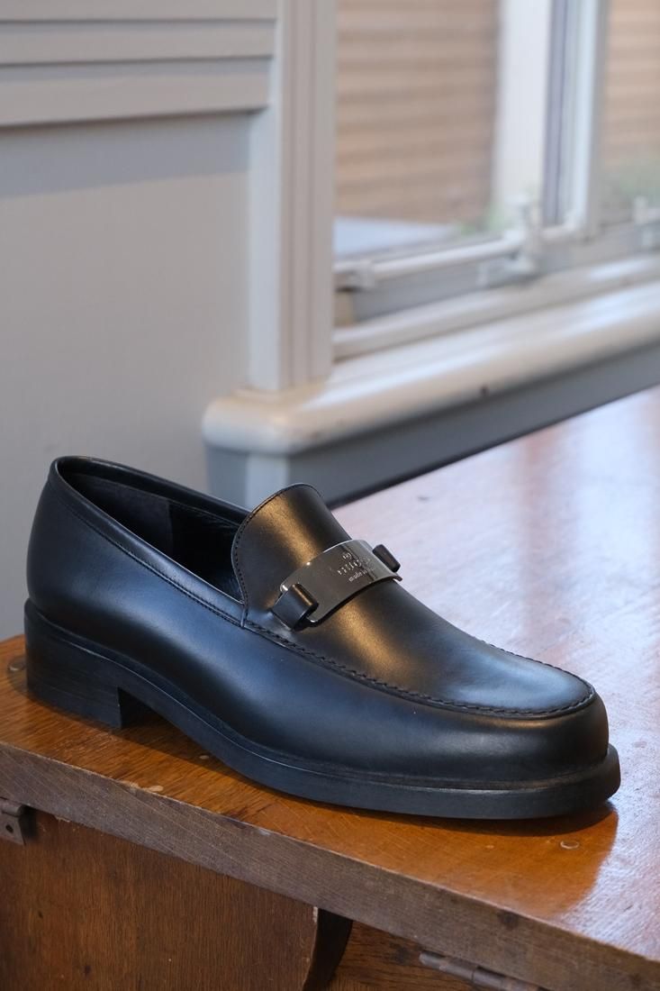 GUCCI グッチ　ロゴプレート　パンプス　ロファー　ブルー　36 1/2 GUCCIロゴプレート革靴 | 36 1/2 - lamadri vintage onlineshop