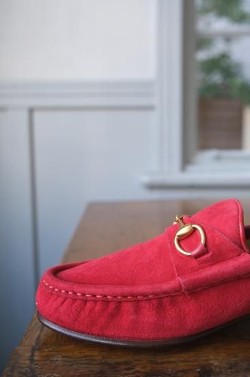 レア品 グッチ スエード ローファー レッド 赤 GUCCI ホースビットローファー | レッド - lamadri vintage onlineshop