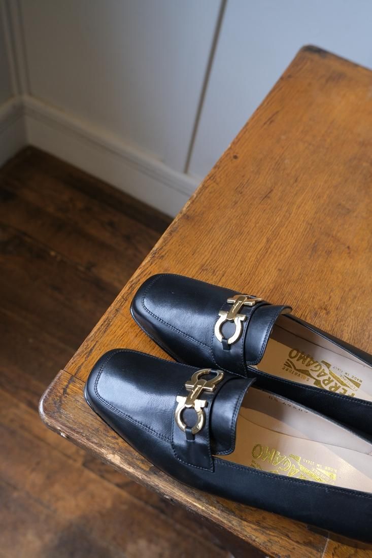 S.Ferragamo│フェラガモ│サイズ 6│ブラック│型押しヒール