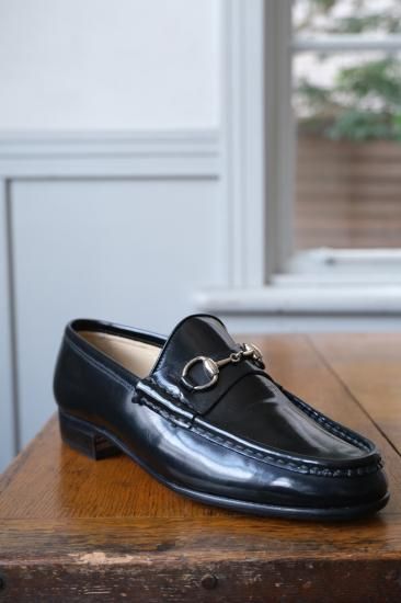 美品 GUCCI / ビットローファー 黒銀 42 1/2 E 27.5 GUCCI ホースビットローファー | ブラック×シルバー - lamadri vintage