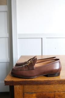 HERMES.H.moccasin.brown 36 1/2