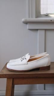 HERMES.H.moccasin.white 36 1/2