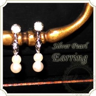 シルバーパールイヤリング　ハンドメイド