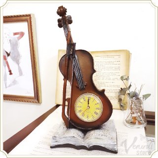 ロイヤルサロン テーブルクロック　Violin ＆ Book