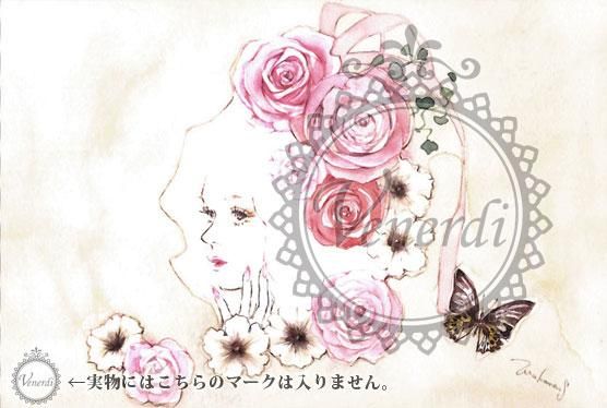 アート ポストカード アンティークローズ ゴシック 薔薇 蝶々