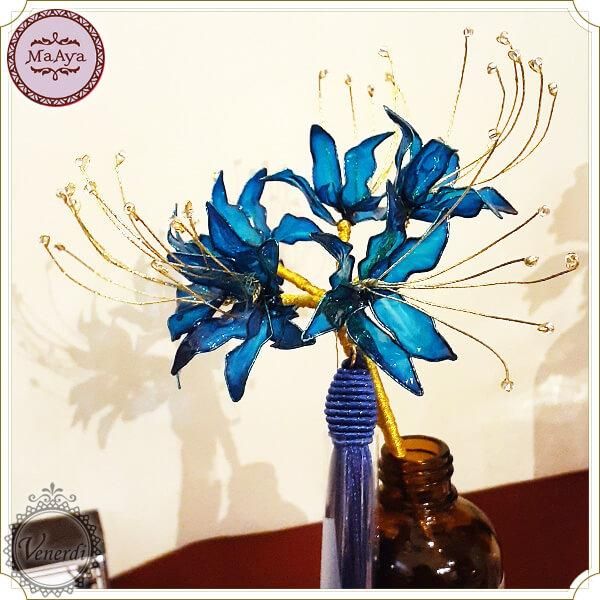 彼岸花のかんざし 青 曼殊沙華 一本挿し プレゼント ディップ 彼岸花のかんざし 青 曼殊沙華 一本挿し プレゼント ディップ