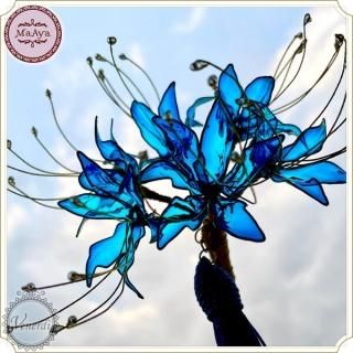 彼岸花のかんざし（青）