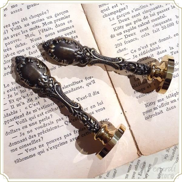 ＊rita_antique＊ ケース付き シーリングスタンプ アンティーク シーリングスタンプ シーリングワックス thank youタグ