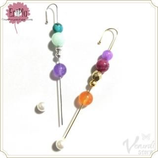 天然石のイヤーフックピアス（暖色/寒色）