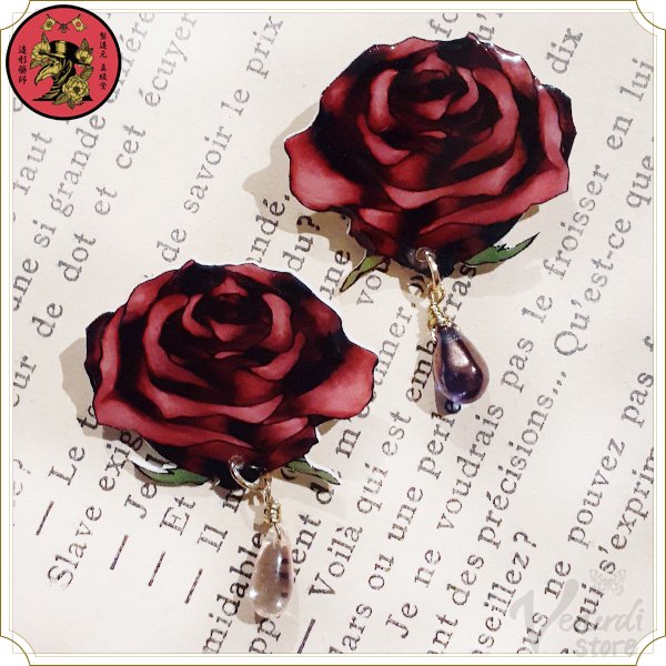 黒薔薇と魔女：染前の黒薔薇ブローチ 特別なプレゼント ブローチ 薔薇