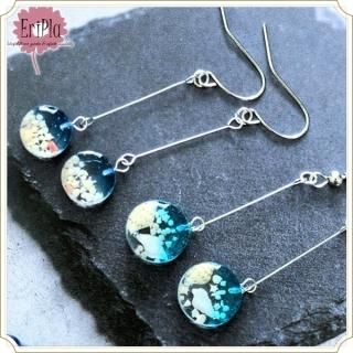 碧の一粒ピアス・宮古島の星の砂(とシェル)入り