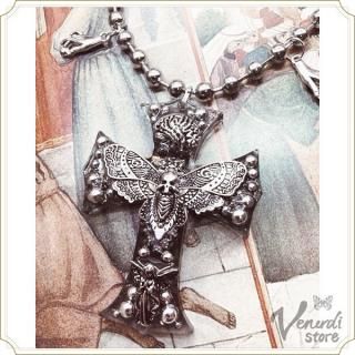 Existence cross ball chain necklace