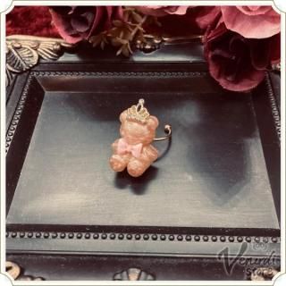 My Teddy bear ring (冠つき、ribbon pink)