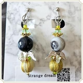 <img class='new_mark_img1' src='https://img.shop-pro.jp/img/new/icons14.gif' style='border:none;display:inline;margin:0px;padding:0px;width:auto;' />天眼石の妖精イヤリング(抹茶)