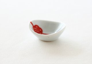 WP159　豆皿／丸（白×赤）・水引き