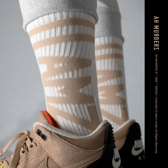 AH MURDERZ “ AMZ ” SOCKS - Light BLUE / BEIGE - - 【公式】AH