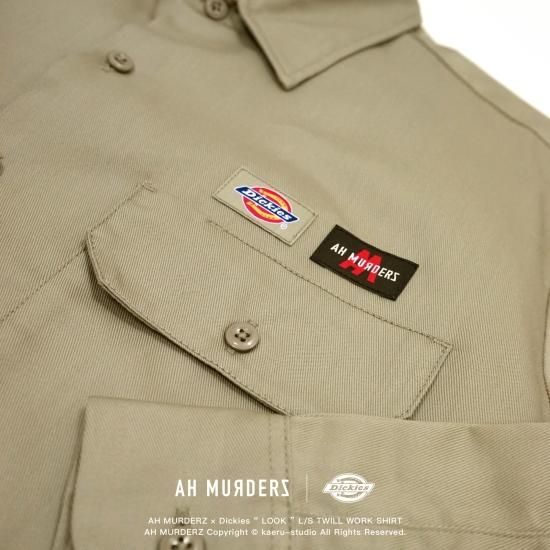 AH MURDERZ × Dickies “ LOOK ” L/S TWILL WORK SHIRT - KHAKI AH MURDERZ × Dickies “ LOOK ” L/S TWILL WORK SHIRT - KHAKI