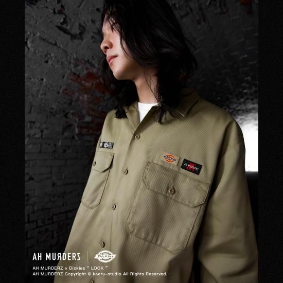 AH MURDERZ × Dickies “ LOOK ” L/S TWILL WORK SHIRT - KHAKI